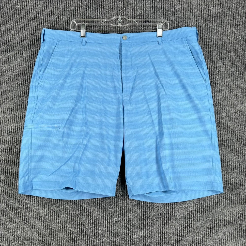 Greg Norman Shorts Mens Size 42 Blue Striped Chino Performance Outdoor Golf